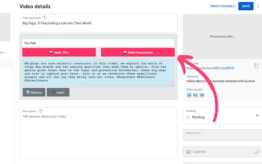 VidAI: I-optimize ang Iyong YouTube Content Gamit ang AI - Screenshot 2