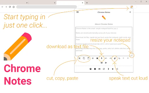 I-download ang Chrome Notes: Simple at Mabilis na Notepad Extension - Screenshot 1
