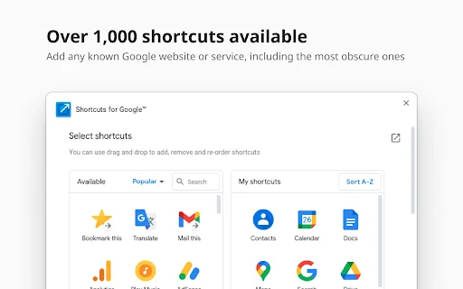 Shortcuts for Google™: Mabilis na Access sa Lahat ng Apps - Screenshot 2